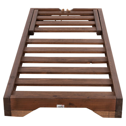 Beach Lounger With Short Legs Ikaria Hm6107.01 Pine Wood In Walnut Color-frame Only 80x208x100hcm.