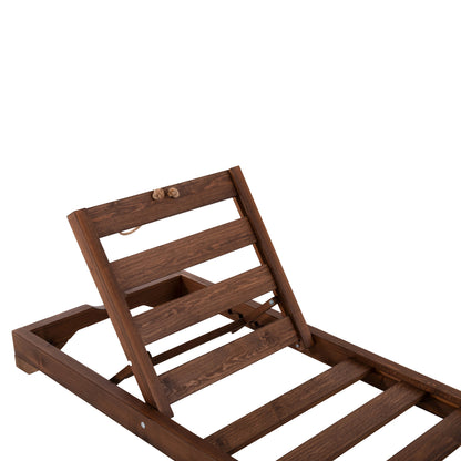 Beach Lounger With Short Legs Ikaria Hm6107.01 Pine Wood In Walnut Color-frame Only 80x208x100hcm.