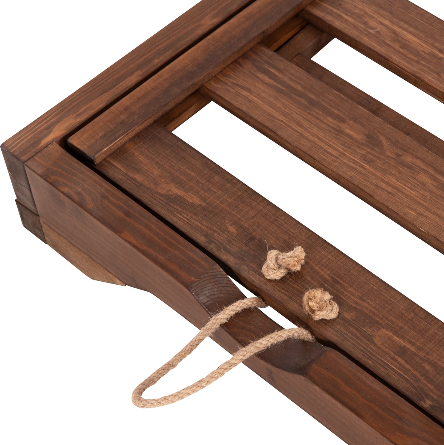 Beach Lounger With Short Legs Ikaria Hm6107.01 Pine Wood In Walnut Color-frame Only 80x208x100hcm.