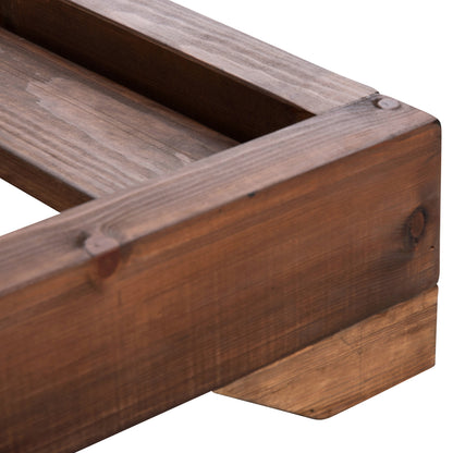 Beach Lounger With Short Legs Ikaria Hm6107.01 Pine Wood In Walnut Color-frame Only 80x208x100hcm.