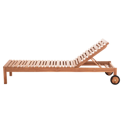 Sun Lounger With Wheels Stellano Hm6159 Teak Wood In Natural Color 200x65x31hcm.