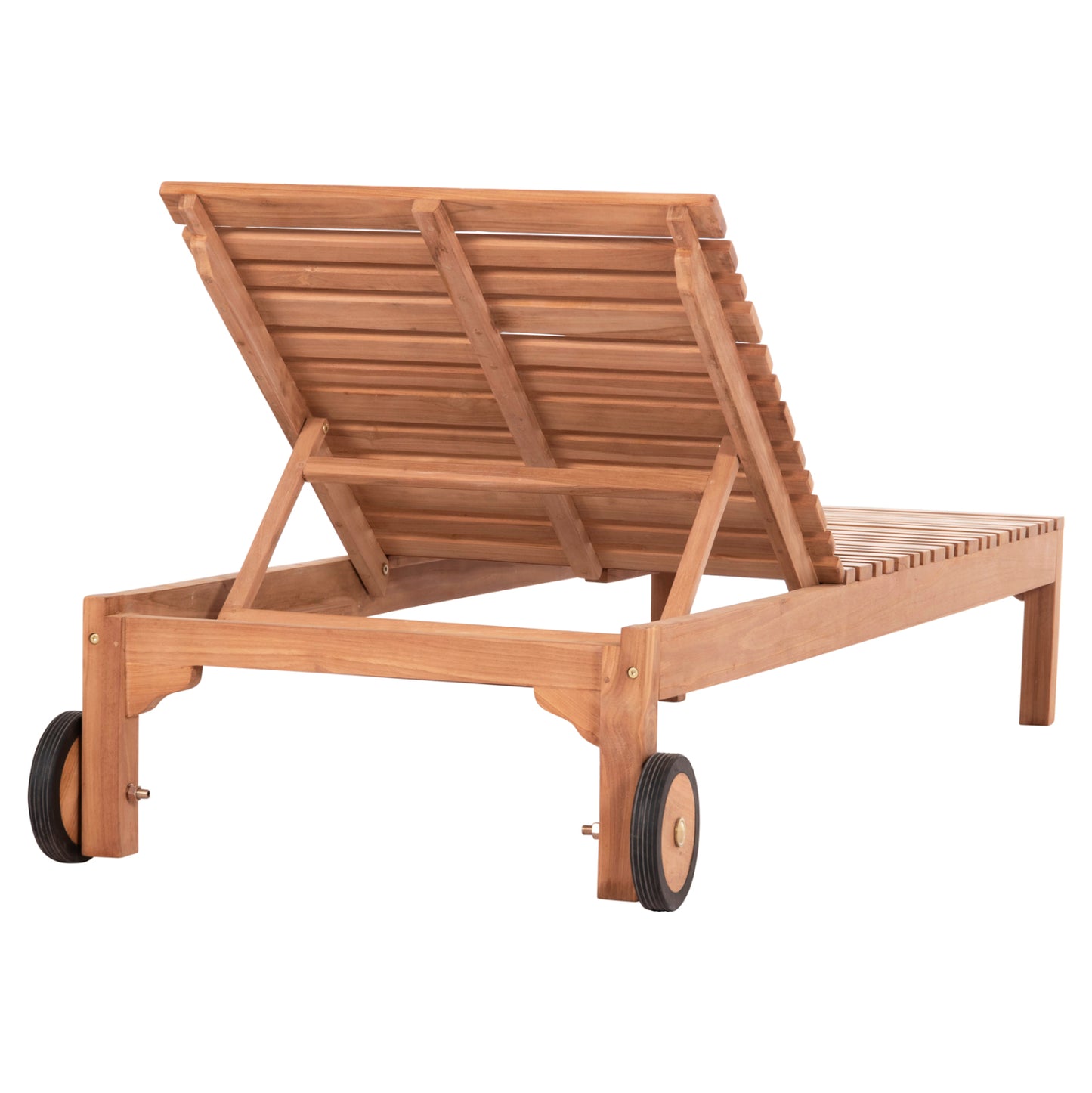 Sun Lounger With Wheels Stellano Hm6159 Teak Wood In Natural Color 200x65x31hcm.