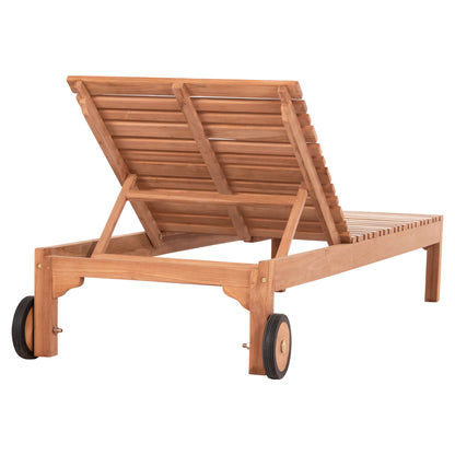 Sun Lounger With Wheels Stellano Hm6159 Teak Wood In Natural Color 200x65x31hcm.