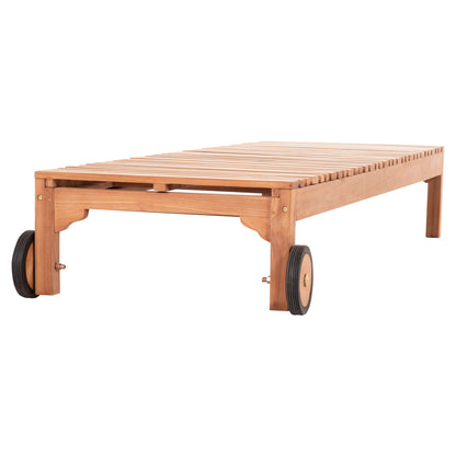 Sun Lounger With Wheels Stellano Hm6159 Teak Wood In Natural Color 200x65x31hcm.