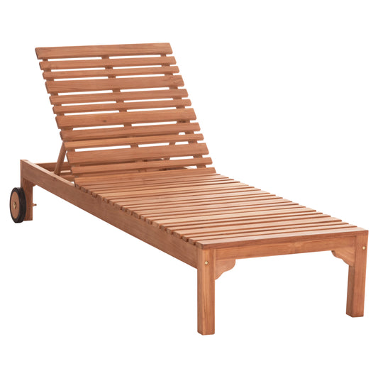 Sun Lounger With Wheels Stellano Hm6159 Teak Wood In Natural Color 200x65x31hcm.