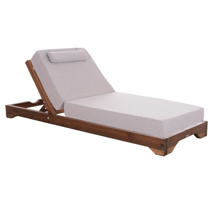 Beach Lounger Ikaria Hm10716.01 Pine Wood In Walnut-olefin In Herringbone Color-with Cushion 20cm.