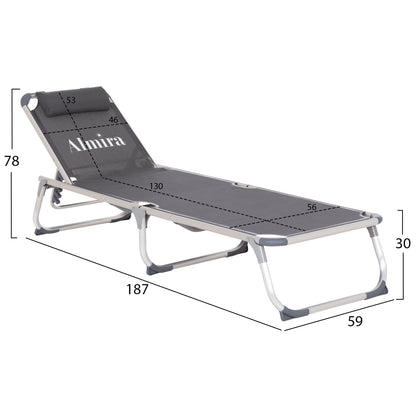 Beach Sunbed Heavy Duty Aluminum Almira Hm5054.10 Grey Textilene 187x59x78hcm.