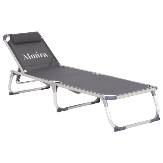 Beach Sunbed Heavy Duty Aluminum Almira Hm5054.10 Grey Textilene 187x59x78hcm.