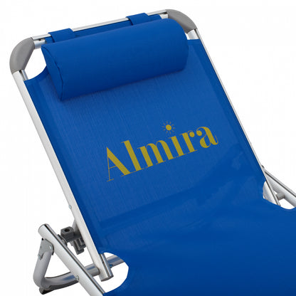 Sunbed For Beach Hm5054.01 Heavy Type Blue Aluminum 188x58x28-80 Cm.