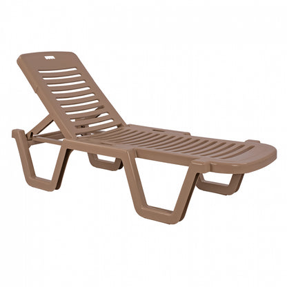 Beach Sunbed Plastic Recling Relax Cappuccino 190Χ70Χ36h Cm 303002061-04