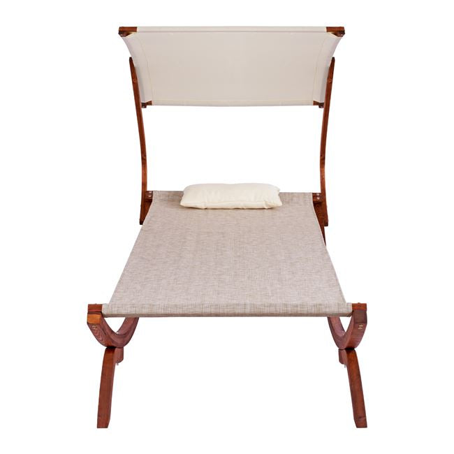 Sunbed Wooden Walnut-beige With Shade Colby Hm5671.02 105x221x162cm