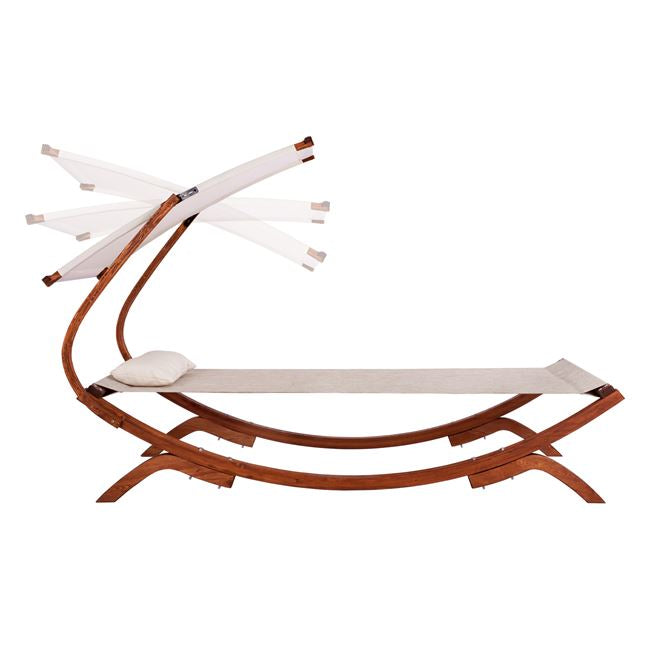 Sunbed Wooden Walnut-beige With Shade Colby Hm5671.02 105x221x162cm