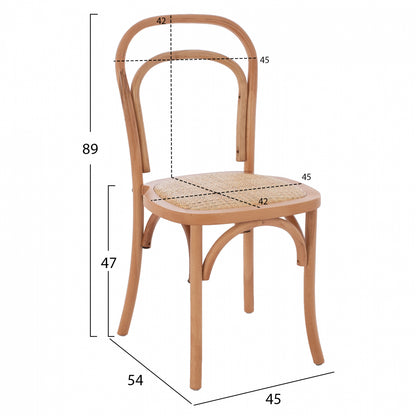 Vienna Wooden Chair From Beech Wood To Natural Hm8644.01 45x54x89 Cm.