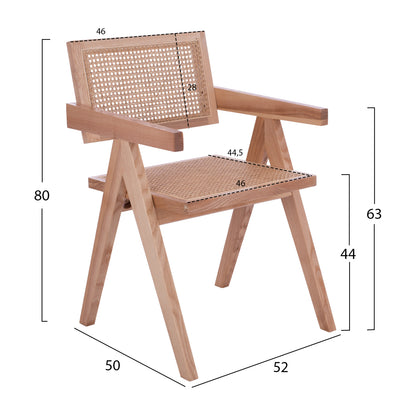 Wooden Chair Blaire With Arms Hm8916.01 52x50x80y Cm.