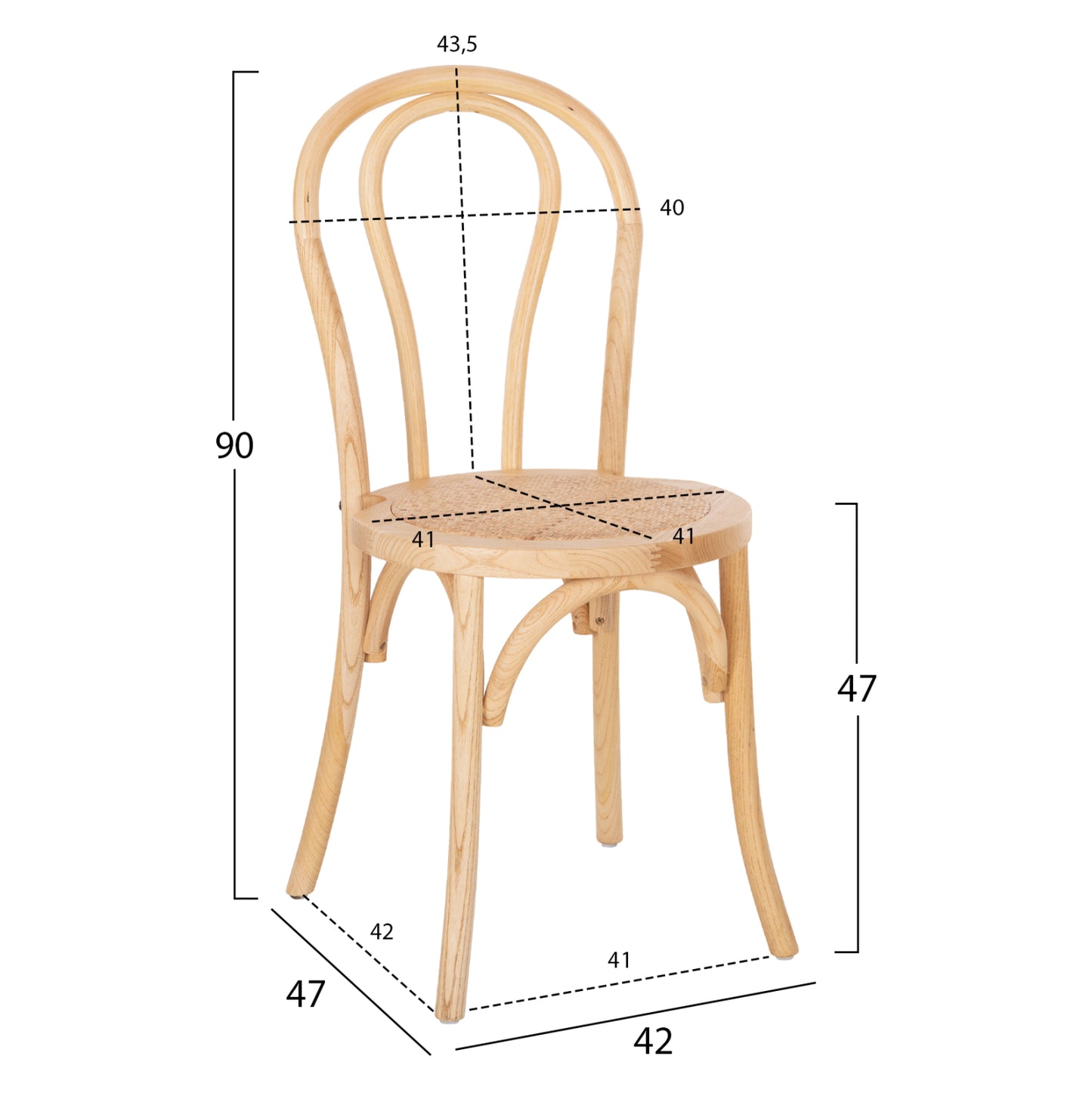 Chair Montreal Vienna-style Beech Wood Hm8914.25 In Dark Honey Color 42x47x90h Cm.