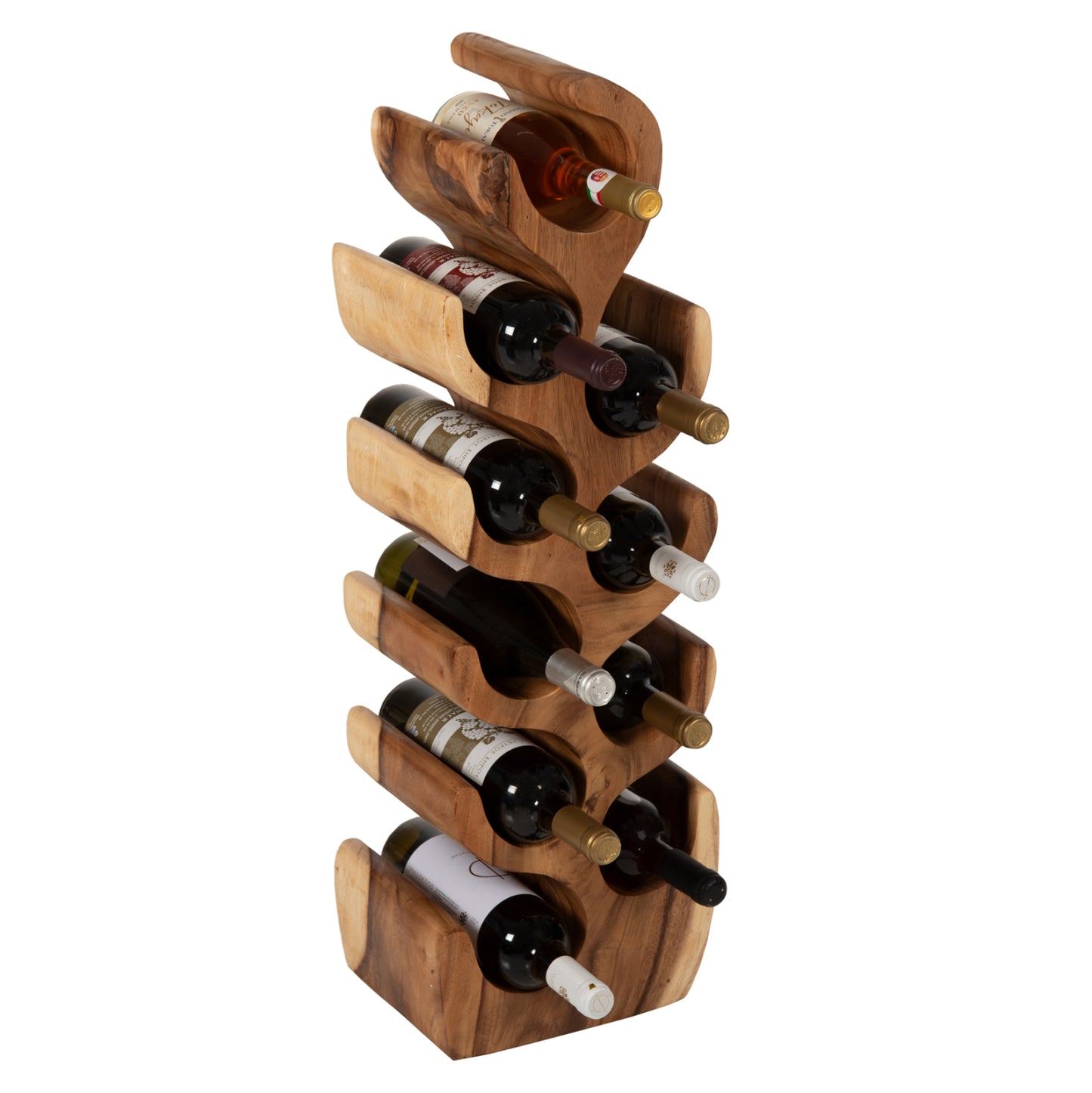 Bottle Rack Vertical Made Of Suar Wood 27x18,5x82hcm. Hm9486