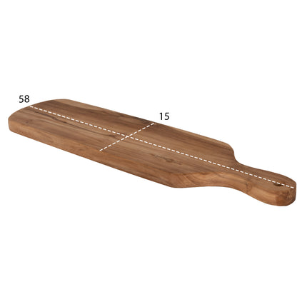 Cutting Board For The Kitchen Hm4285 Teak Wood In Natural-with Handle & Hanging Hole 15x58x2hcm.