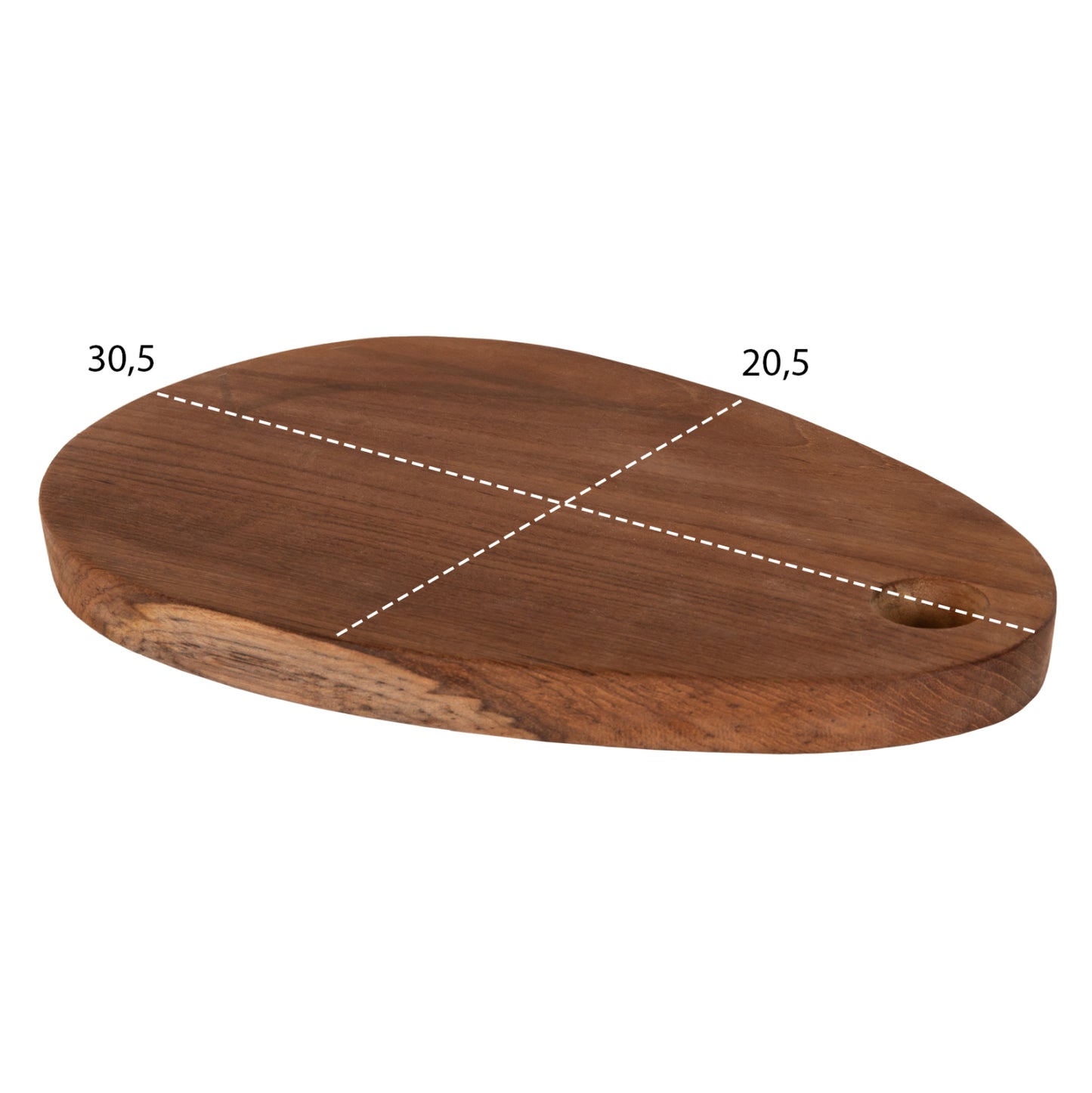 Cutting Board For The Kitchen Hm4288 Teak Wood In Natural-with Hanging Hole 20,5x30,5x2hcm.