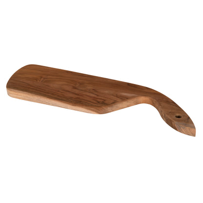 Cutting Board For The Kitchen Hm4289 Teak Wood In Natural-hanging Hole-slanted Handle 14,5x50x2hcm.