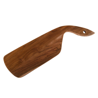 Cutting Board For The Kitchen Hm4289 Teak Wood In Natural-hanging Hole-slanted Handle 14,5x50x2hcm.
