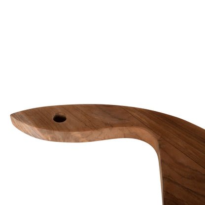 Cutting Board For The Kitchen Hm4289 Teak Wood In Natural-hanging Hole-slanted Handle 14,5x50x2hcm.