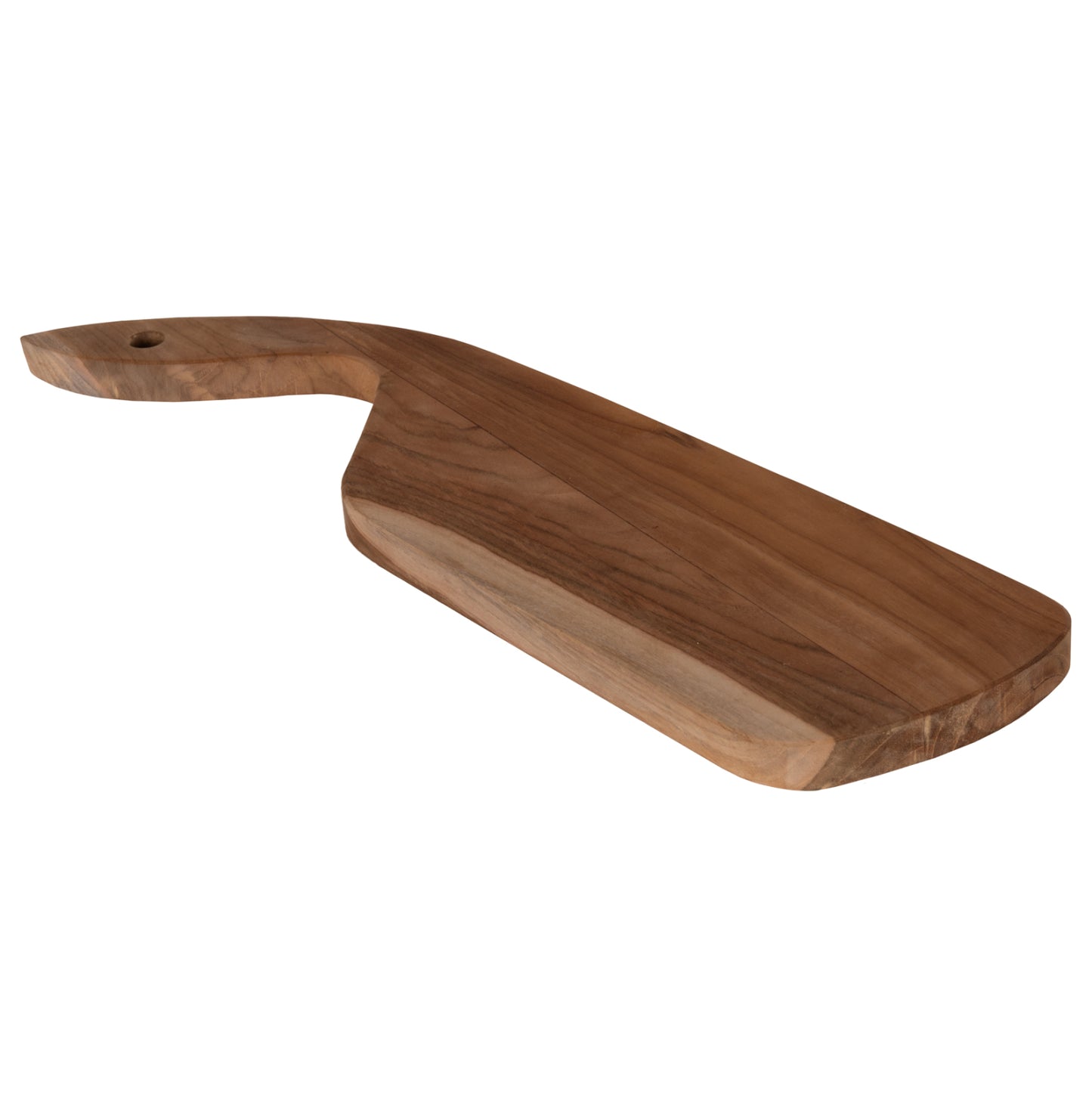 Cutting Board For The Kitchen Hm4289 Teak Wood In Natural-hanging Hole-slanted Handle 14,5x50x2hcm.