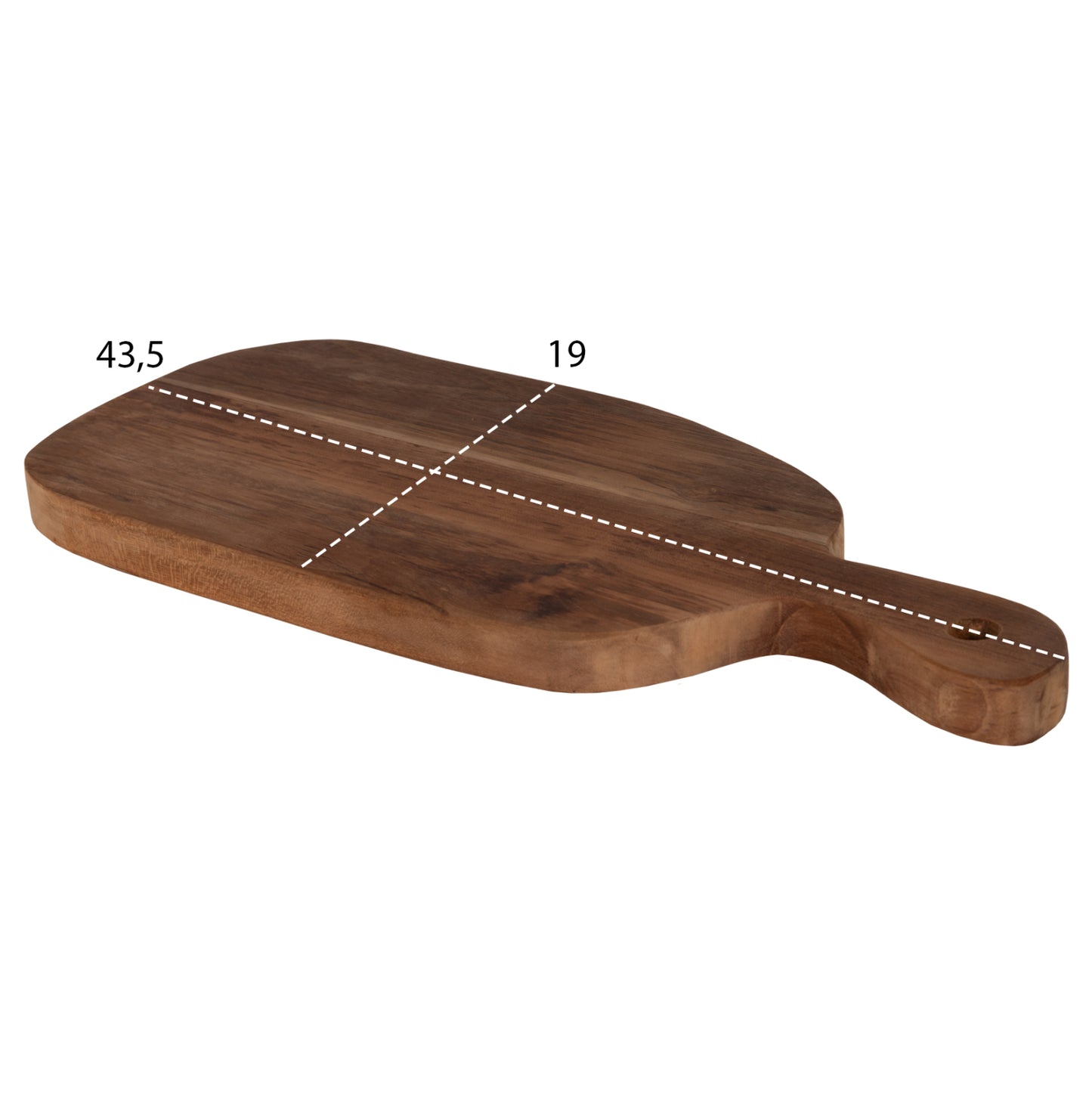Cutting Board In Normal Shape Hm4290 Teak Wood In Natural- Hanging Hole And Handle 19x43,5x2hcm.