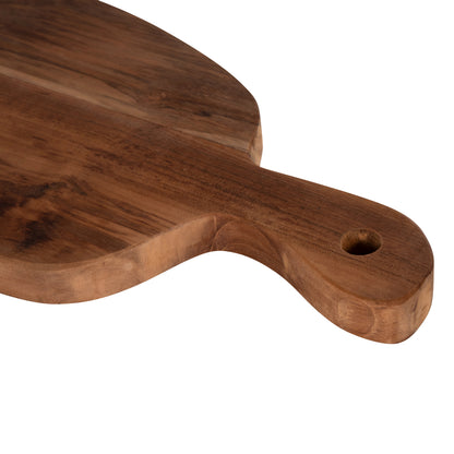 Cutting Board In Normal Shape Hm4290 Teak Wood In Natural- Hanging Hole And Handle 19x43,5x2hcm.