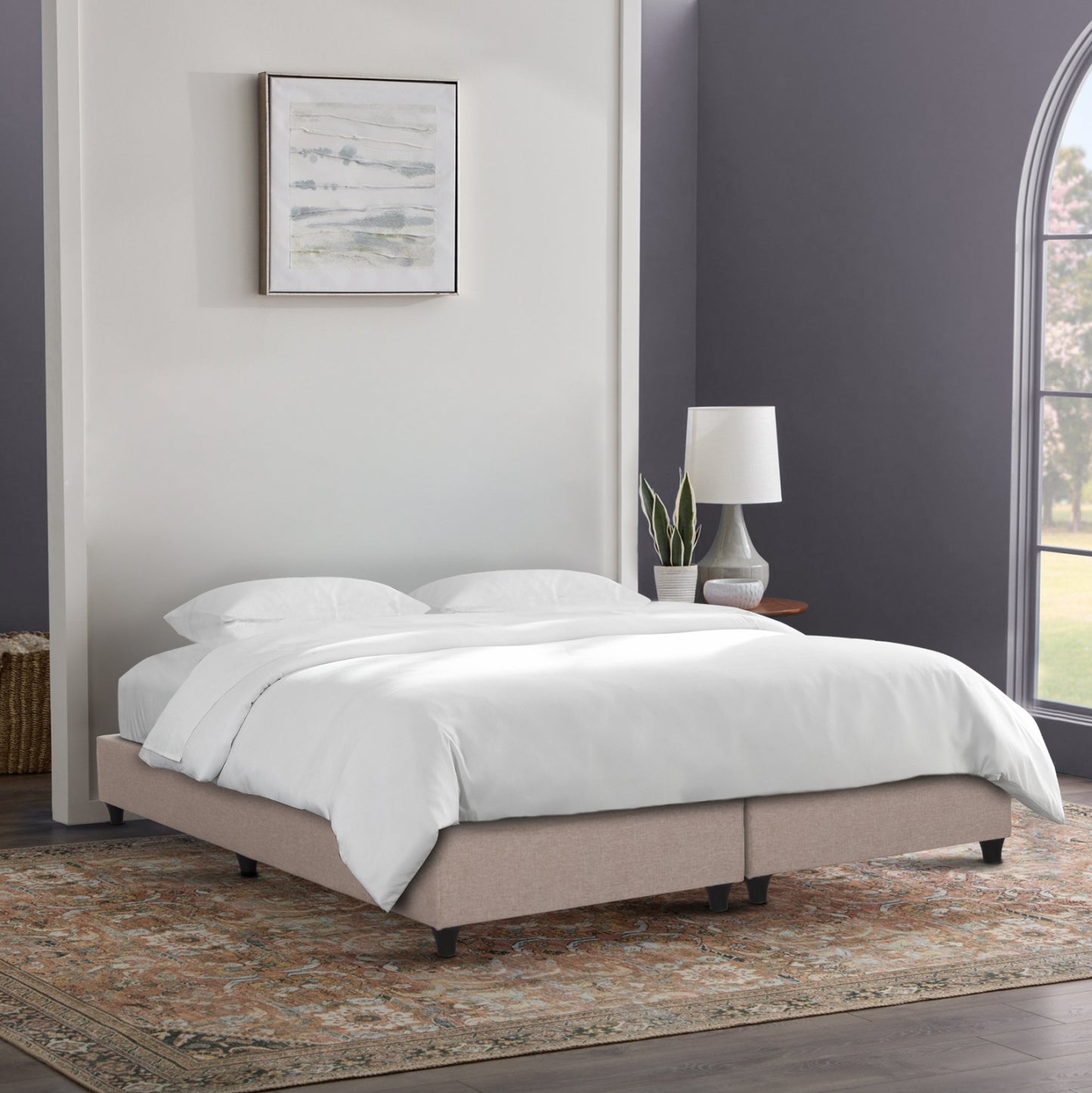 Substrate King-size Bed Siggy Hm21218.01--beige Fabric--for Mattress 180x200cm.