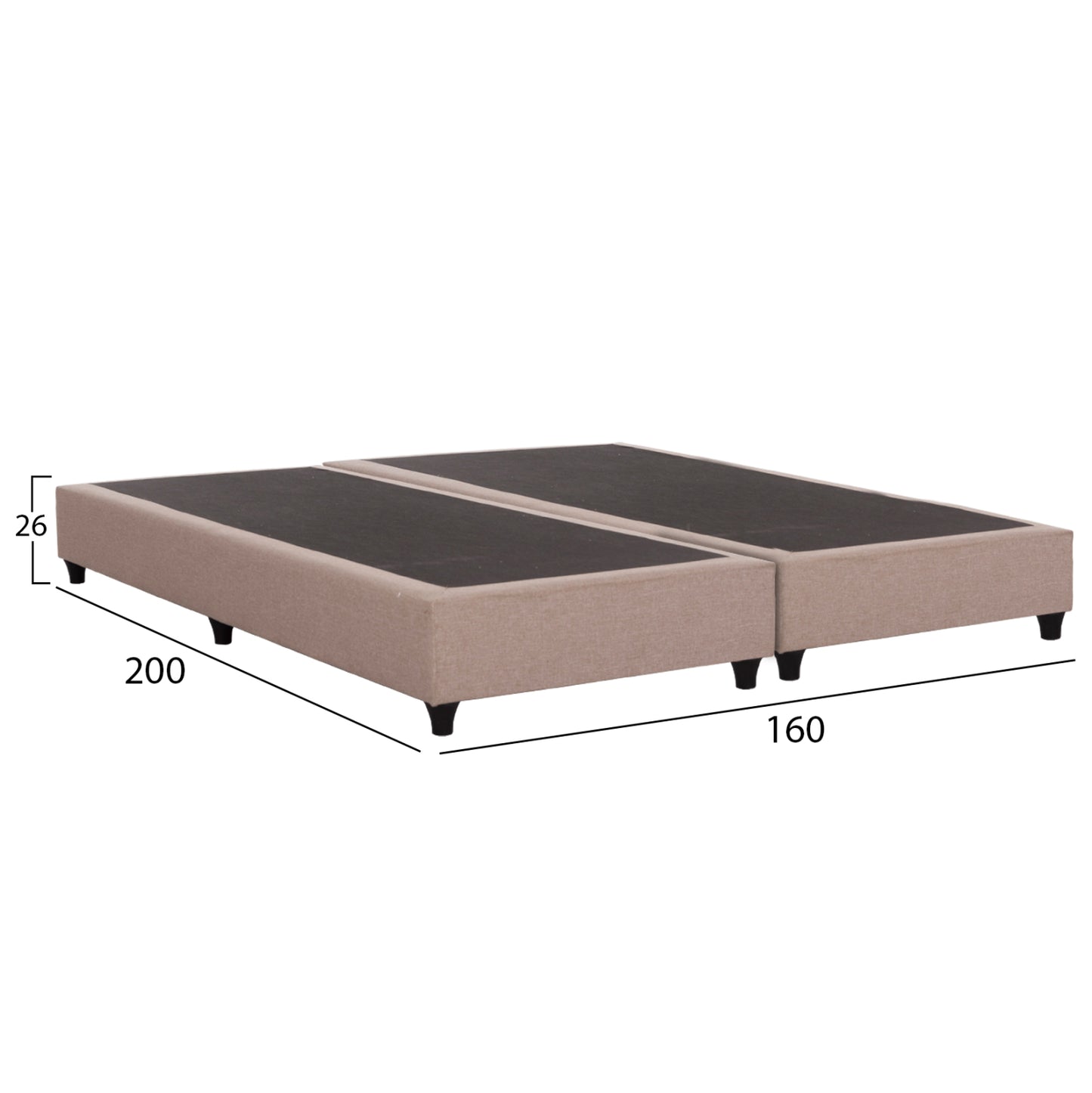 Substrate Extra-double Bed Siggy Hm21217.01--beige Fabric--for Mattress 160x200cm.