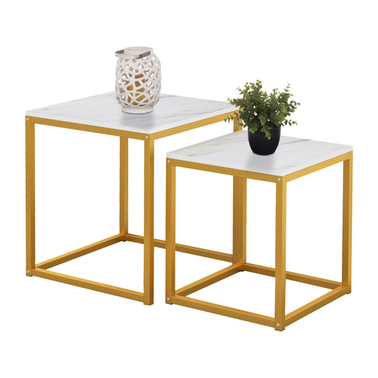 Side Tables Grelay Set 2pcs Mdf & Metal 45Χ45Χ50hcm.hm8762.11